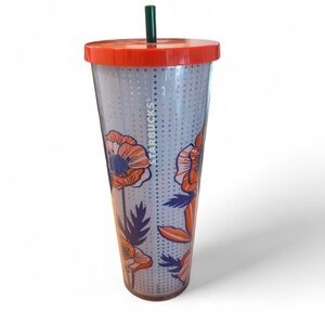 Starbucks 2017 Venti Poppy Floral Flower Cold Cup Tumbler
